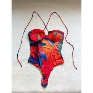 Fashion Nova Talking Gossip Bodysuit in Red/Blue | Size: S